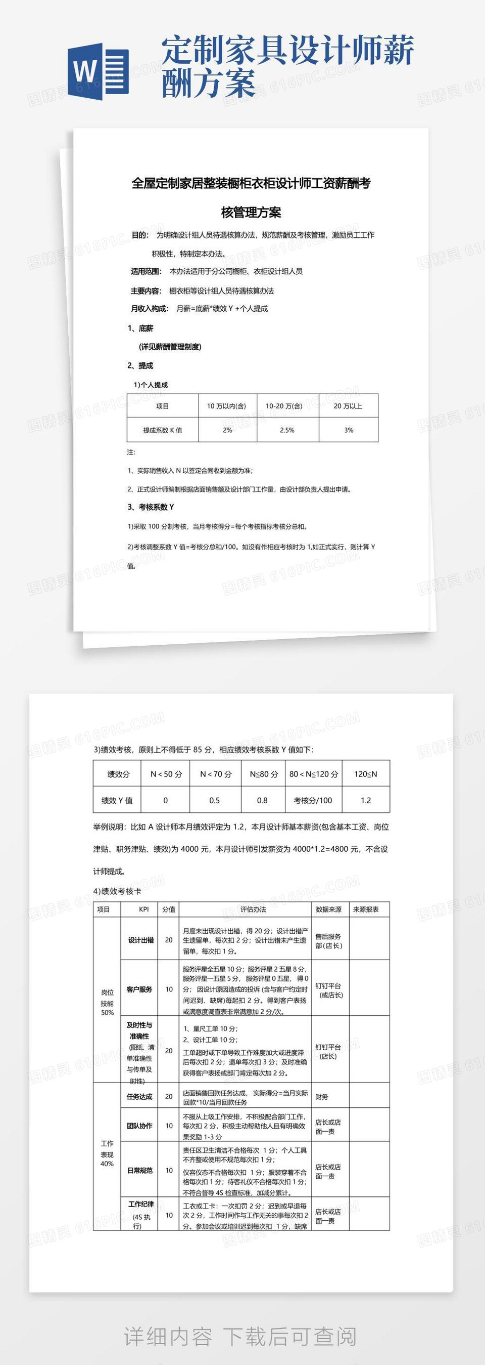 定制品设计师工资薪酬考核管理方案