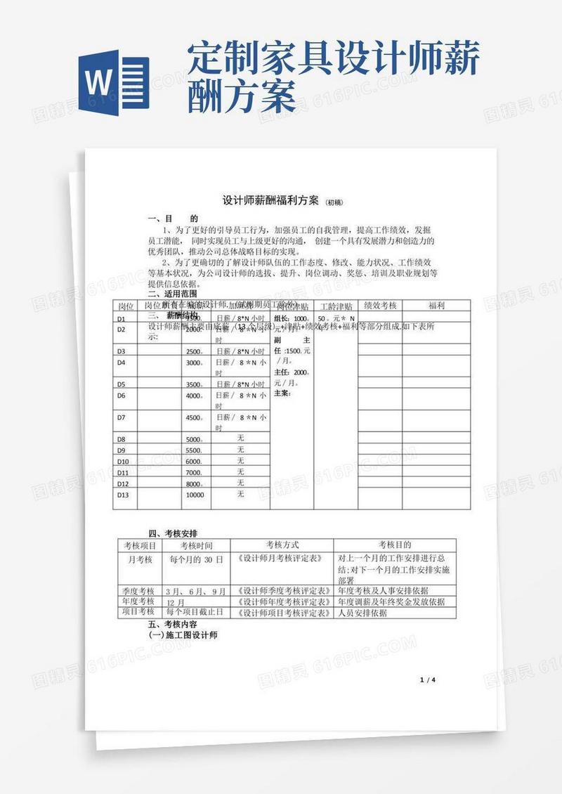设计师薪酬奖励方案