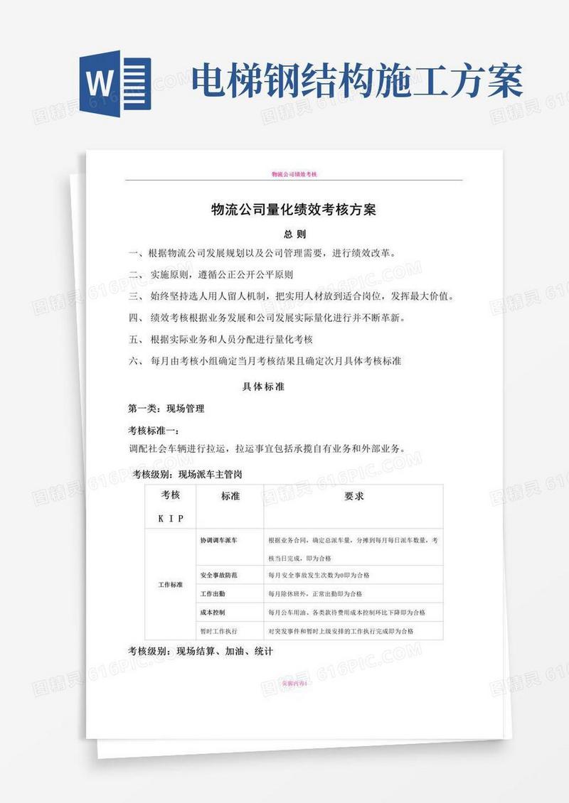 物流公司绩效考核方案
