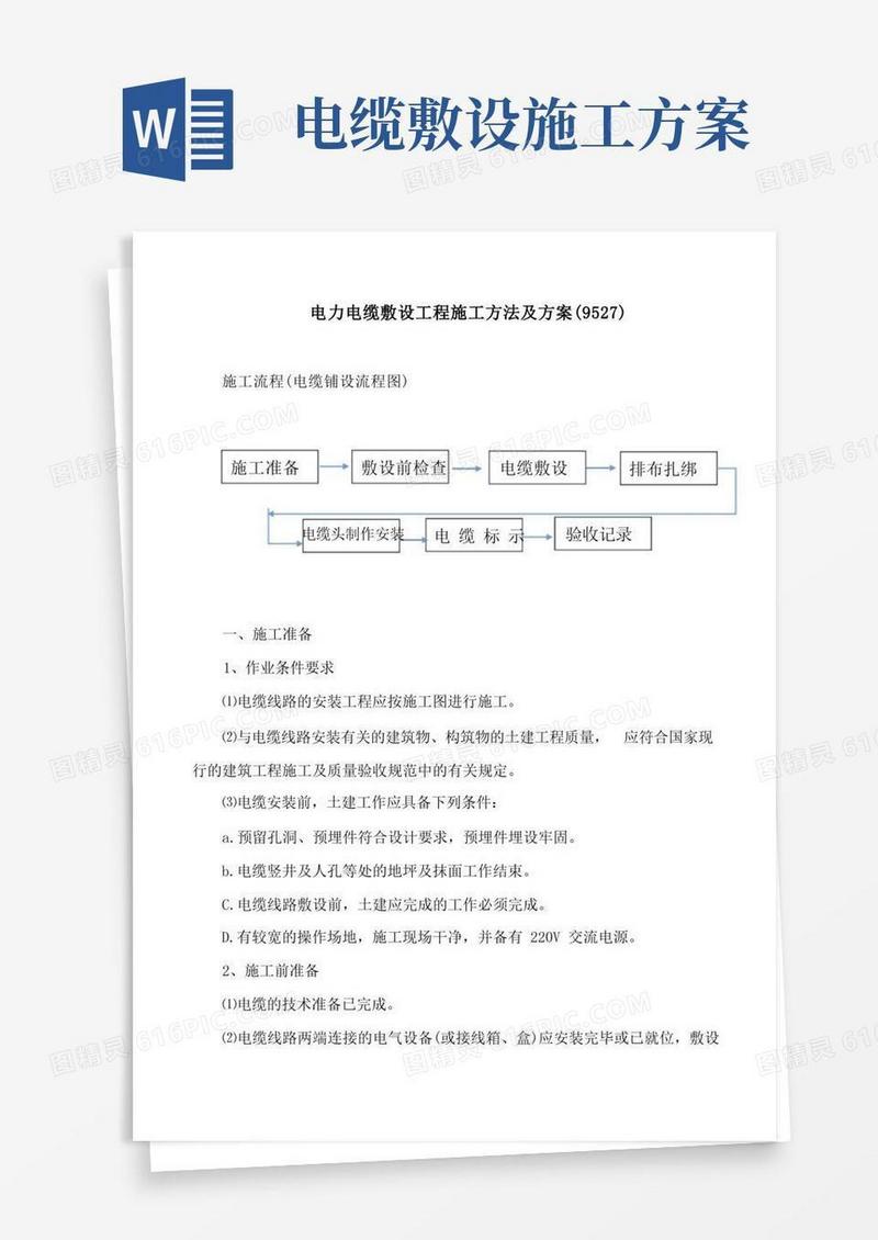 电力电缆敷设工程施工方法及方案