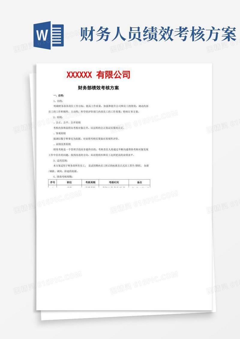 财务部绩效考核方案