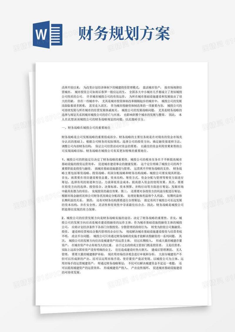 公司财务战略规划方案(doc5页)