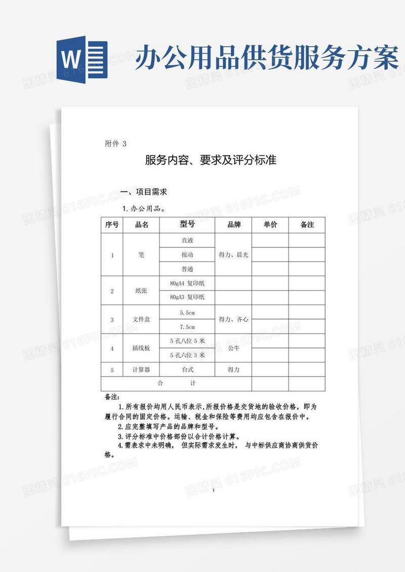 办公耗材供货服务方案_附件
