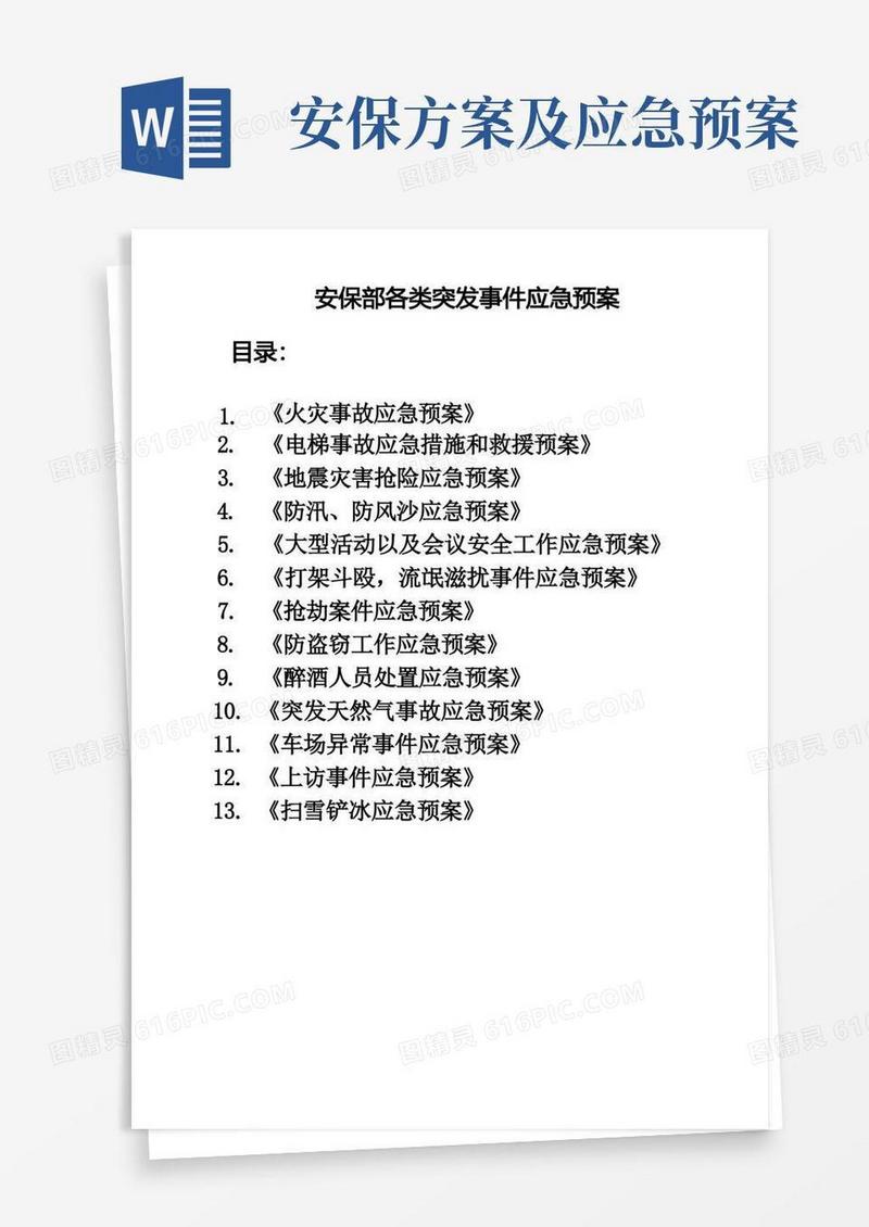 安保部各类应急预案【范本模板】
