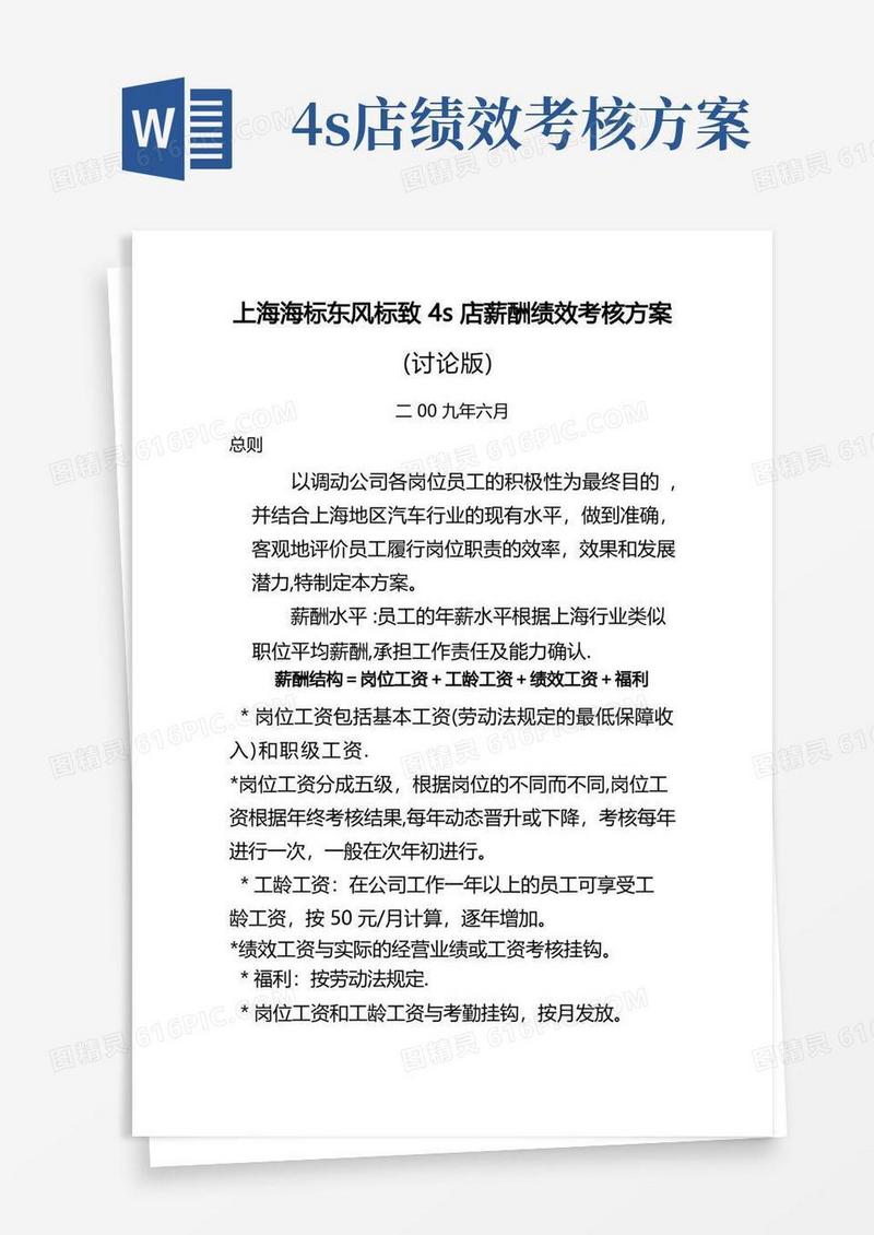4s店绩效考核方案