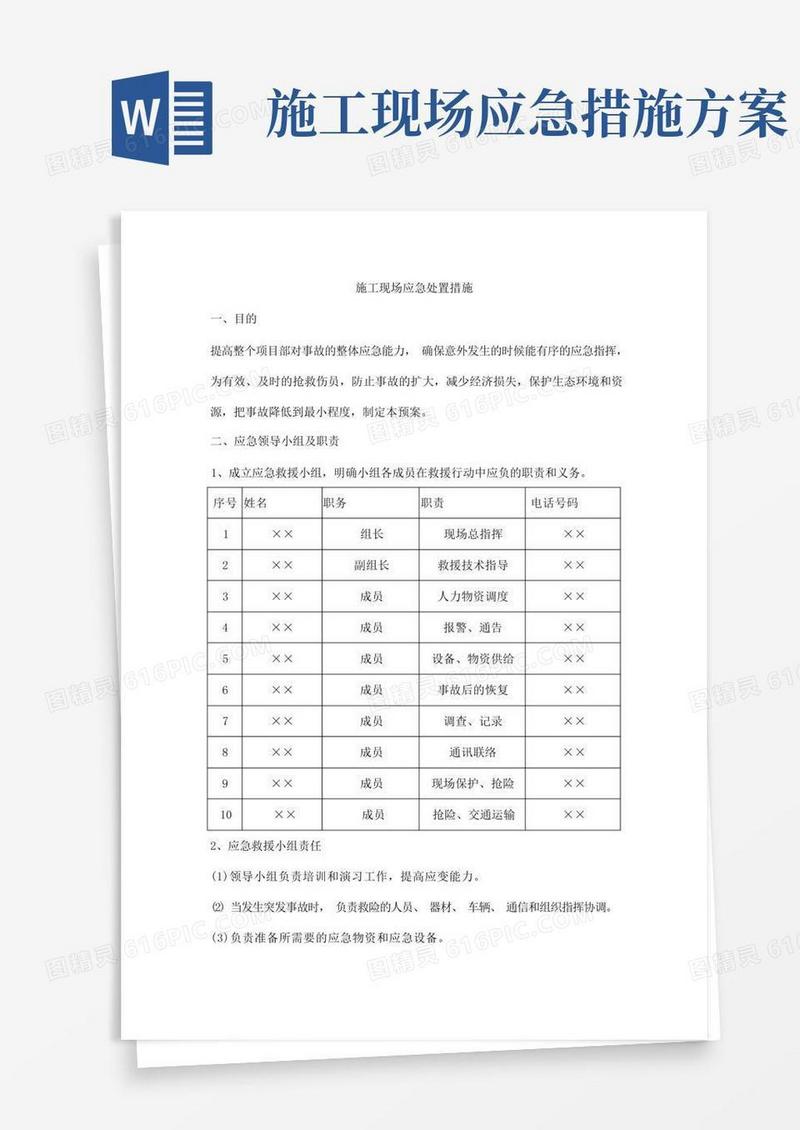 施工现场应急处置措施