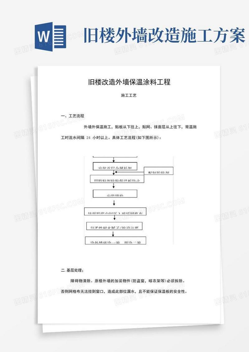 旧楼改造外墙保温涂料工程施工方案