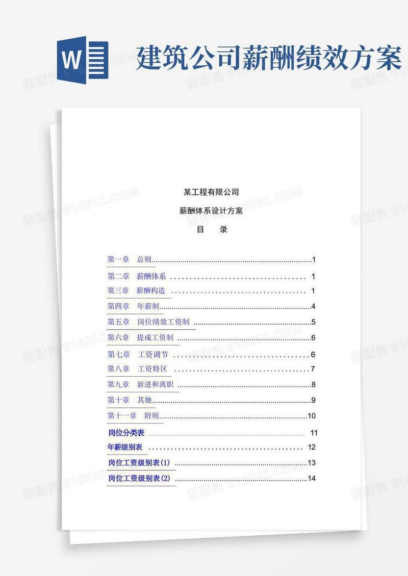 建筑工程设计工程公司薪酬体系设计方案