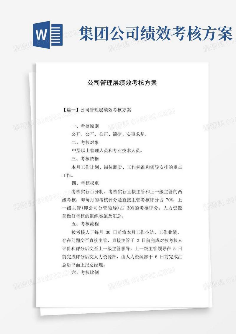 公司管理层绩效考核方案