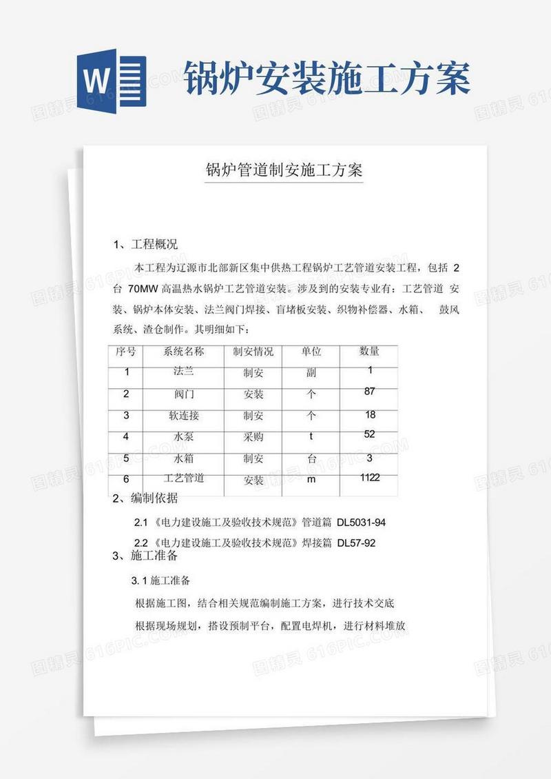 锅炉管道制安施工方案