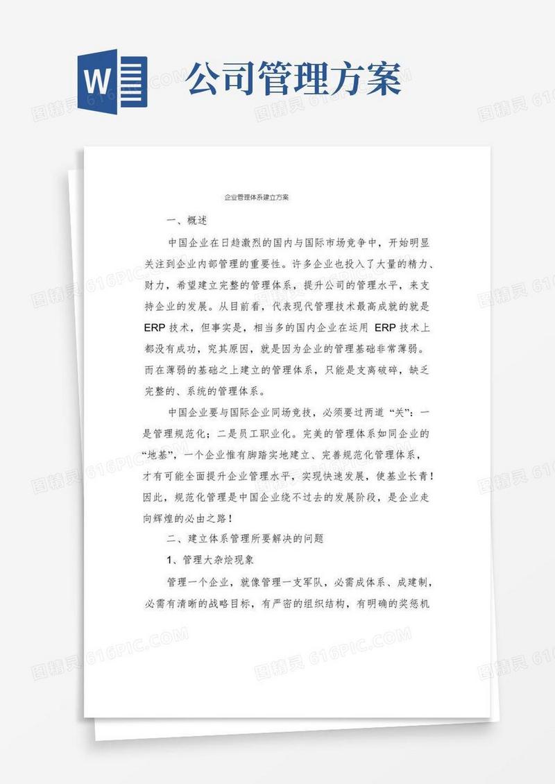 企业管理体系建立方案