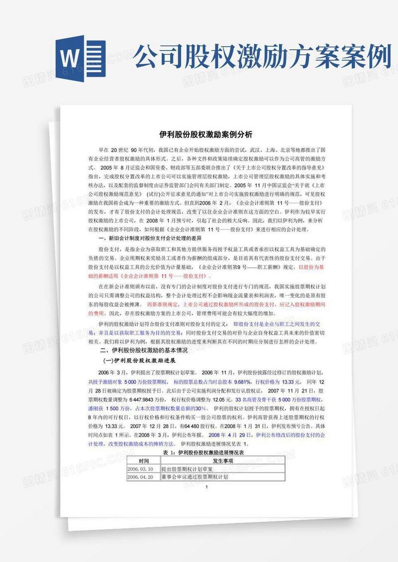伊利股份股权激励案例分析