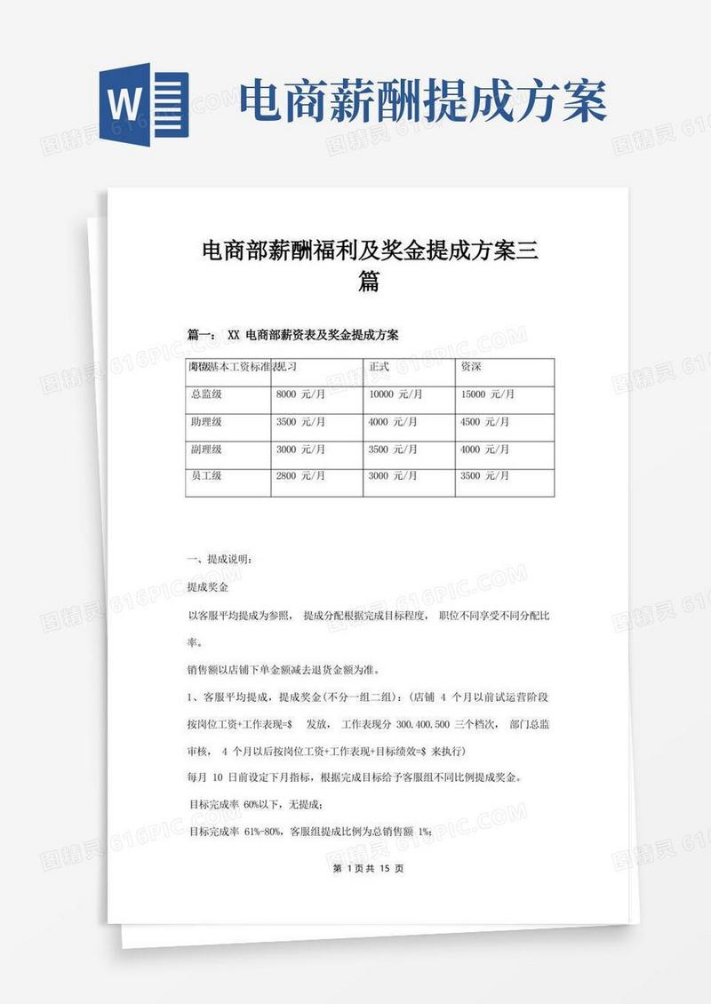 电商部薪酬福利及奖金提成方案三篇