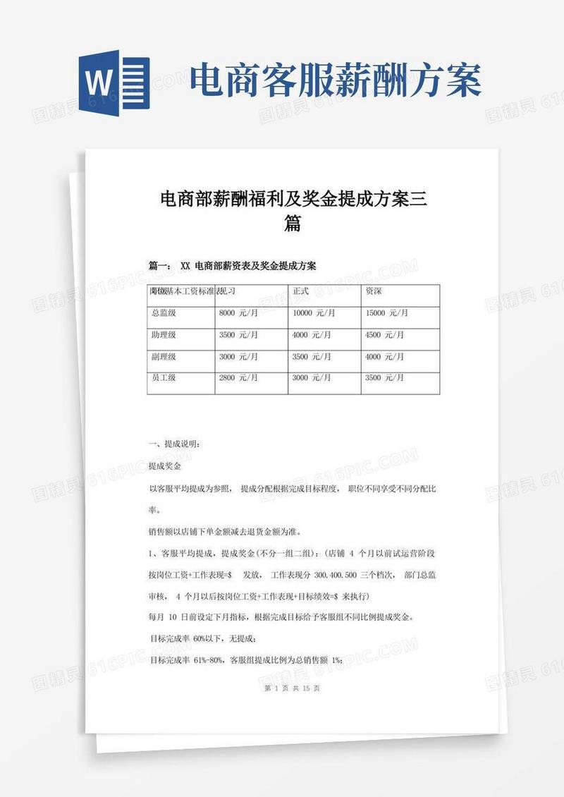 电商部薪酬福利及奖金提成方案三篇