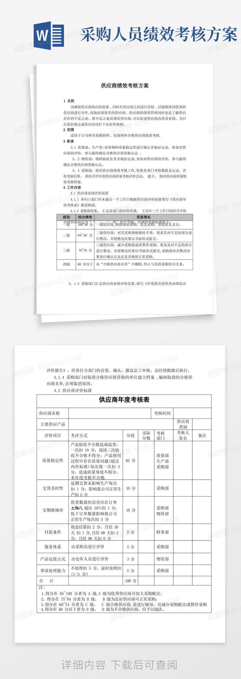 供应商绩效考核方案