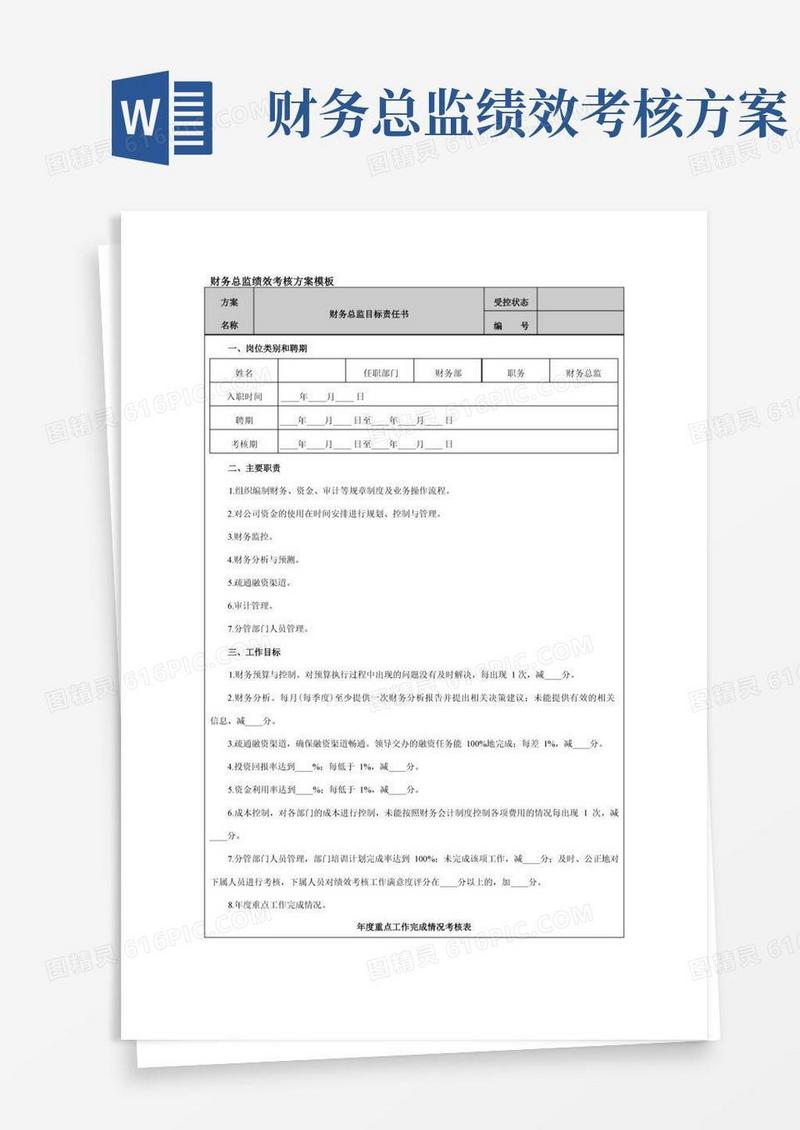 财务总监绩效考核方案模板