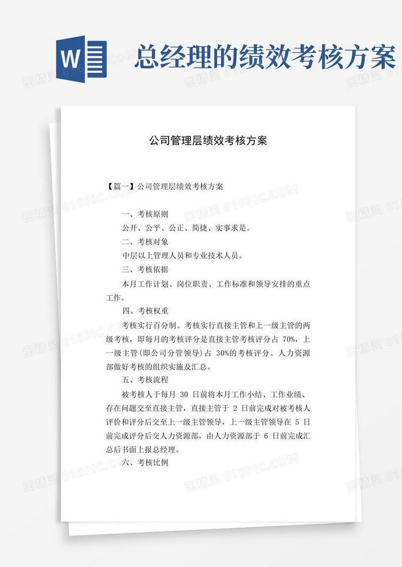 公司管理层绩效考核方案