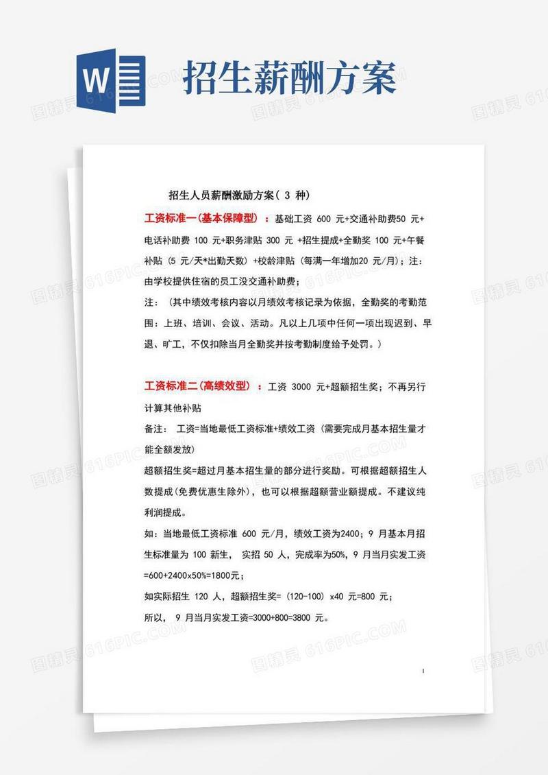 【绩效激励】招生人员薪酬激励方案