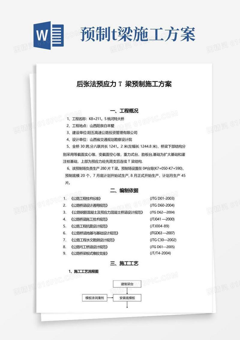 后张法预应力-T-梁预制施工方案