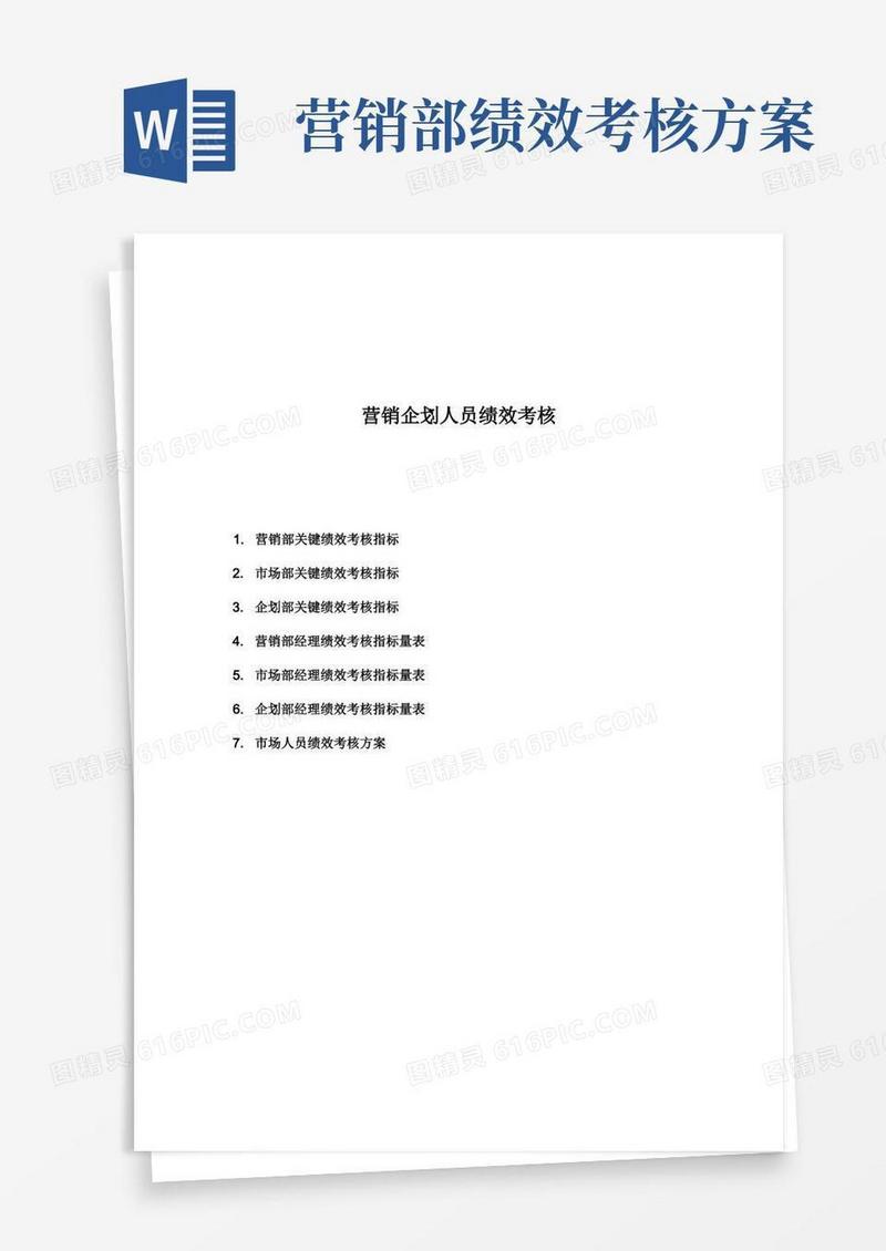 营销企划人员绩效考核(附考核表)