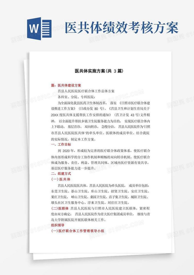 医共体实施方案(共3篇)