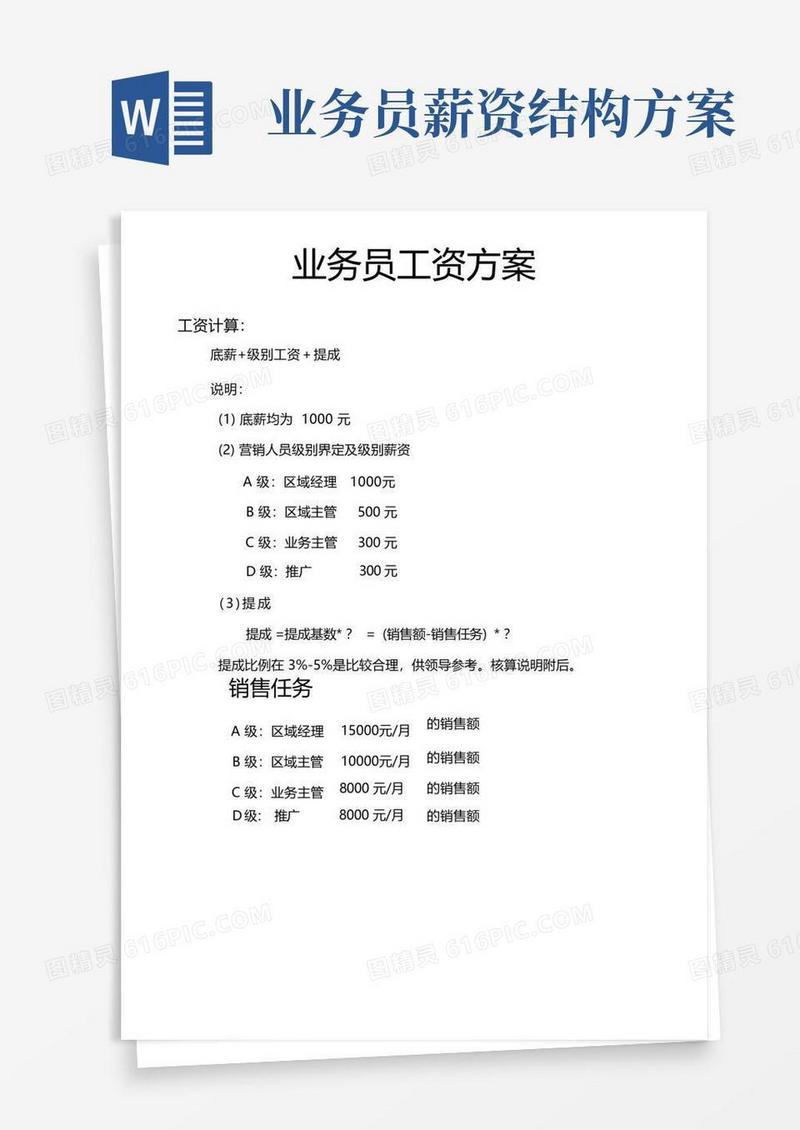 业务员工资方案