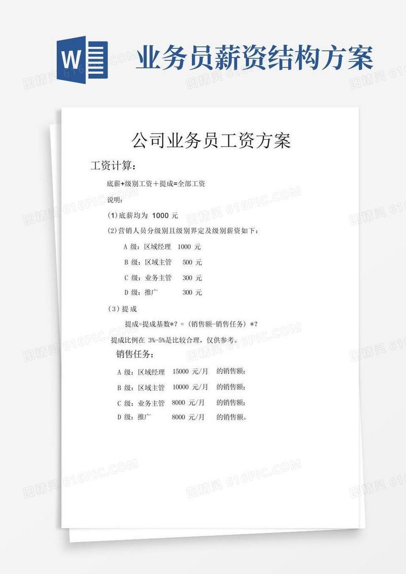 公司业务员工资方案