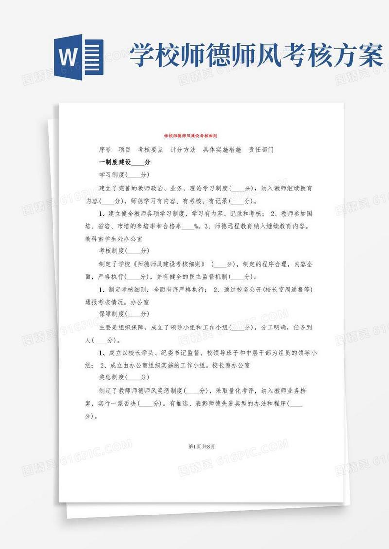 学校师德师风建设考核细则(2篇)