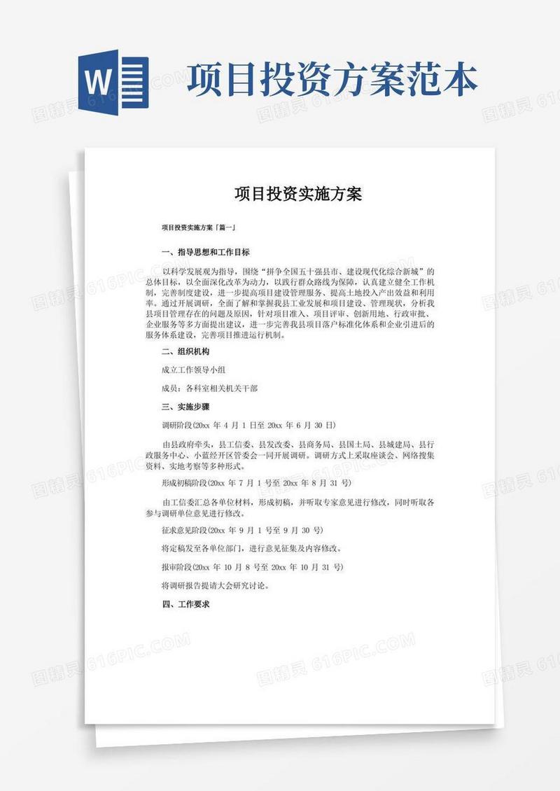 项目投资实施方案