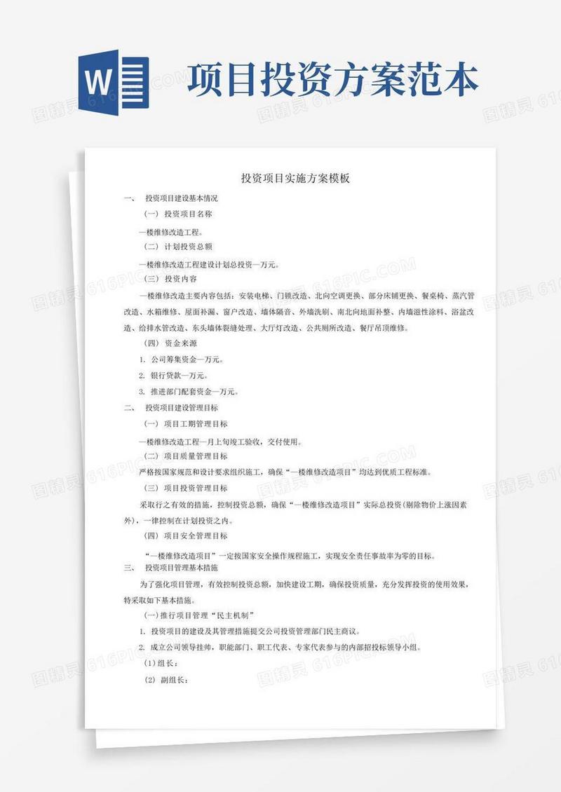投资项目实施方案