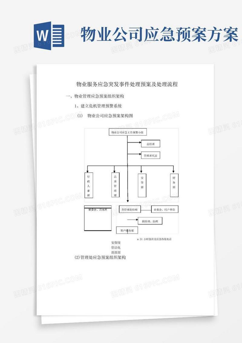 物业服务应急突发事件处理预案及处理流程