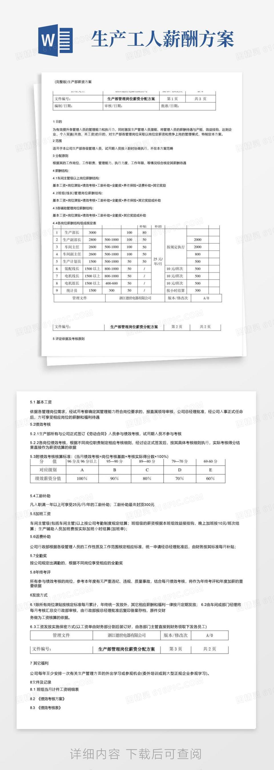 （完整版）生产部薪资方案