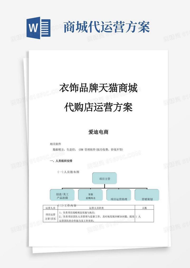 天猫商城服装品牌店代运营推行计划方案