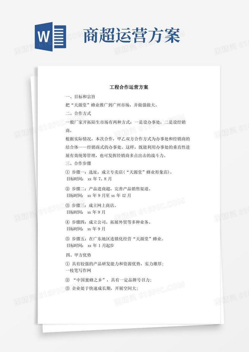 项目合作运营方案