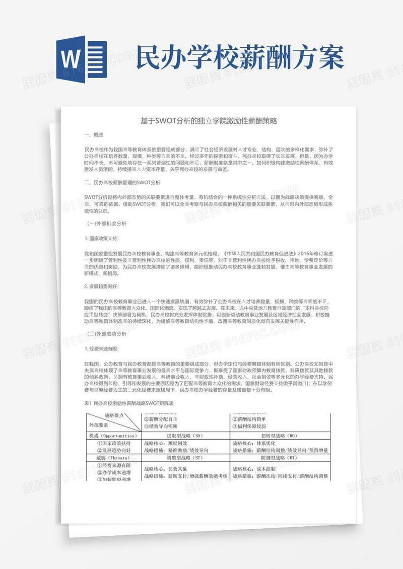 基于SWOT分析的独立学院激励性薪酬策略