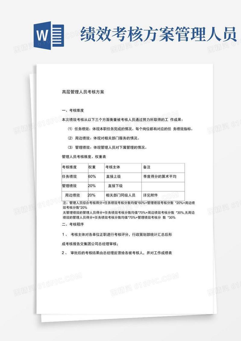 高层管理者绩效考核方案