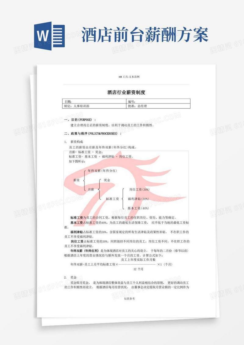 酒店行业薪资制度