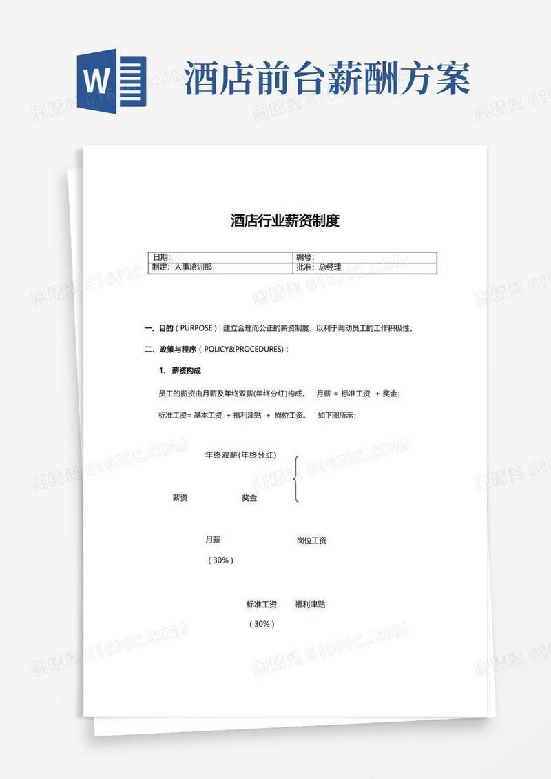 酒店行业薪酬结构制度