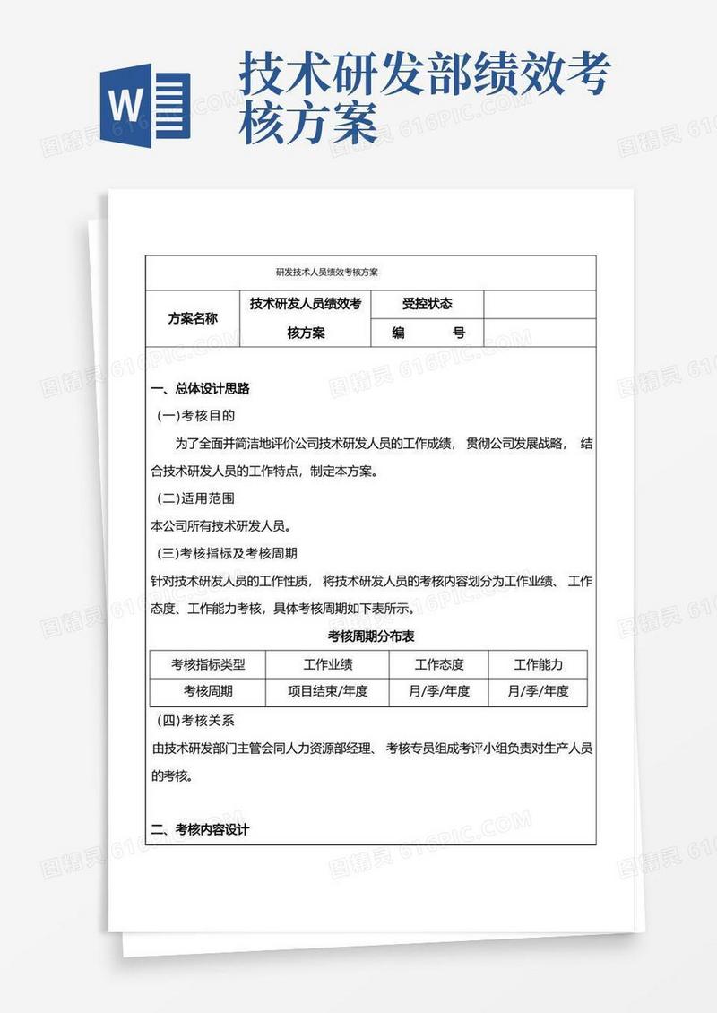 研发技术人员绩效考核方案