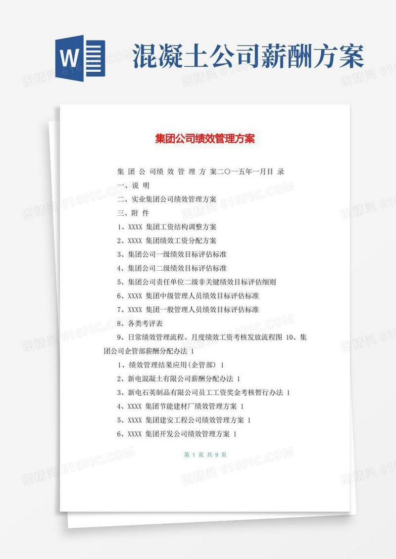 集团公司绩效管理方案