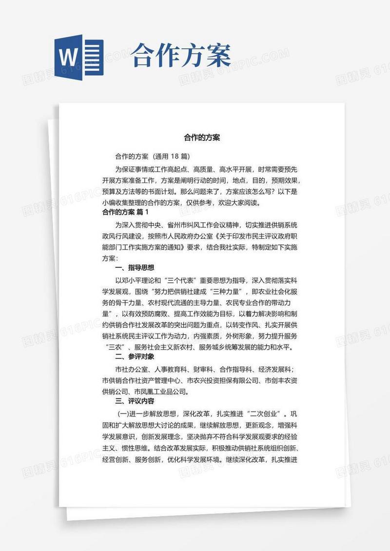 合作的方案（通用18篇）