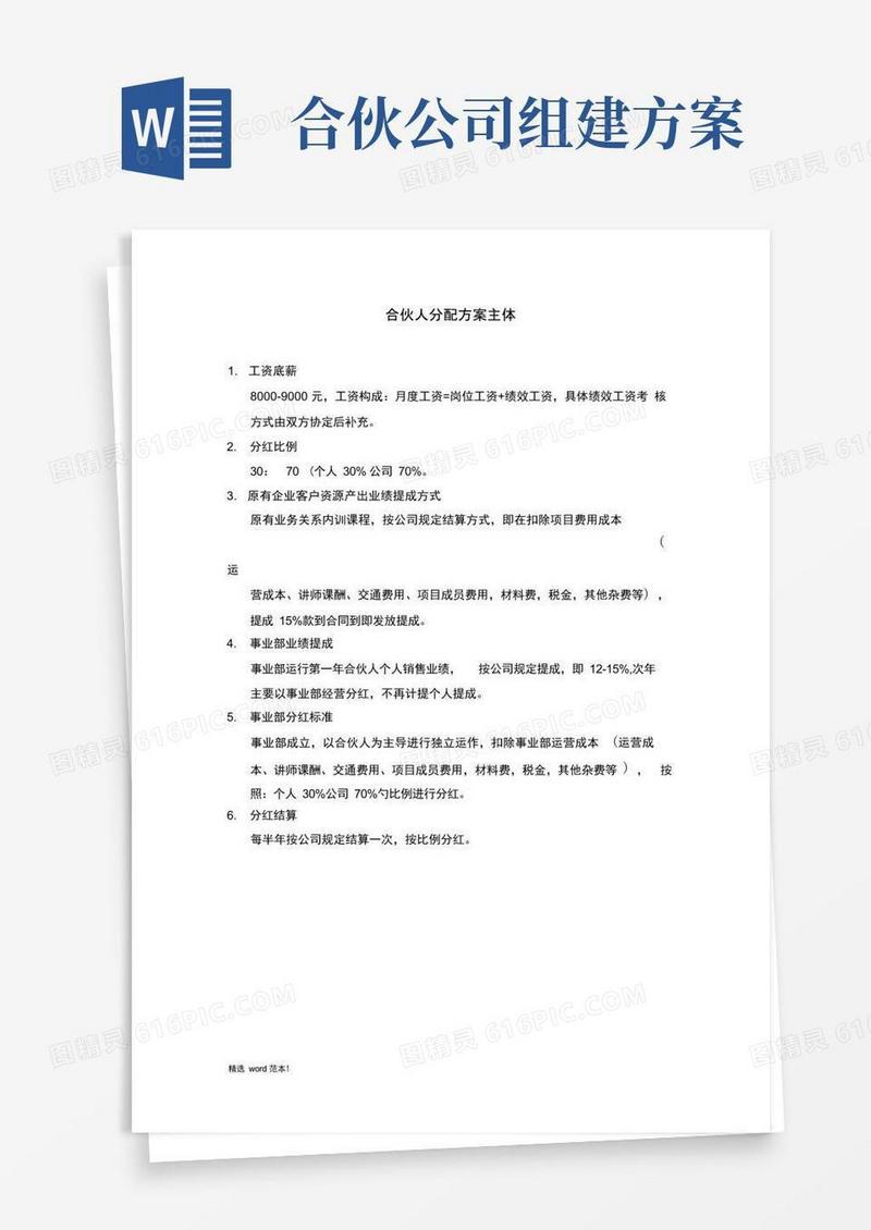合伙人分配方案