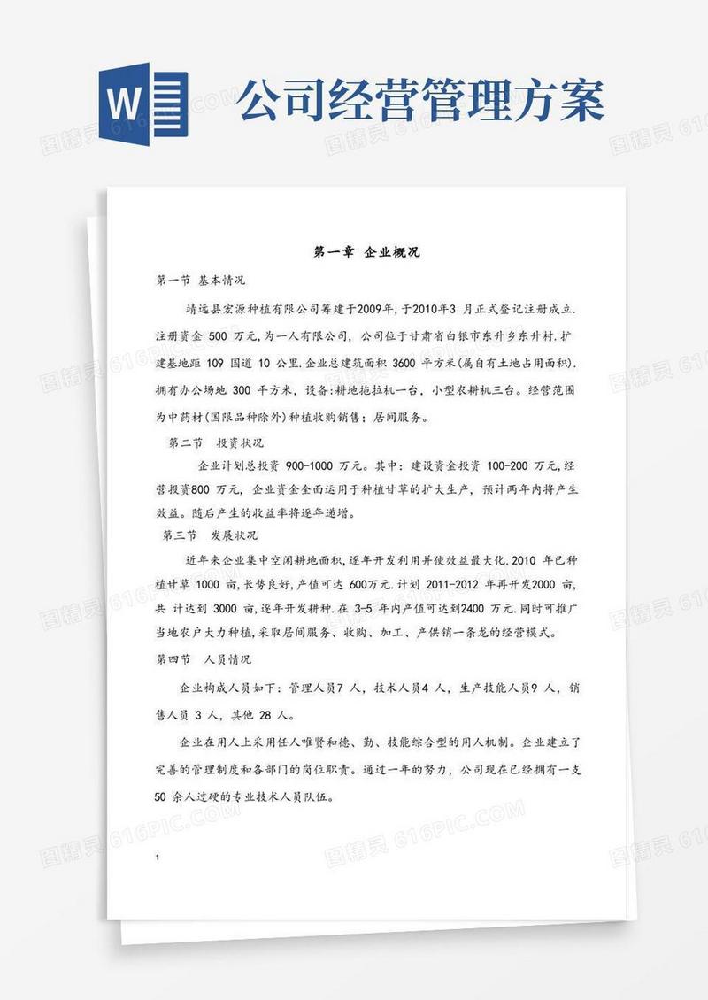 企业经营管理方案