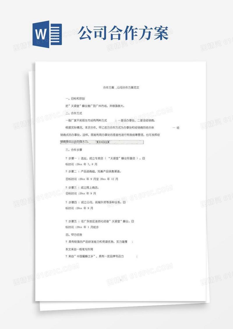 合作方案_公司合作方案范文