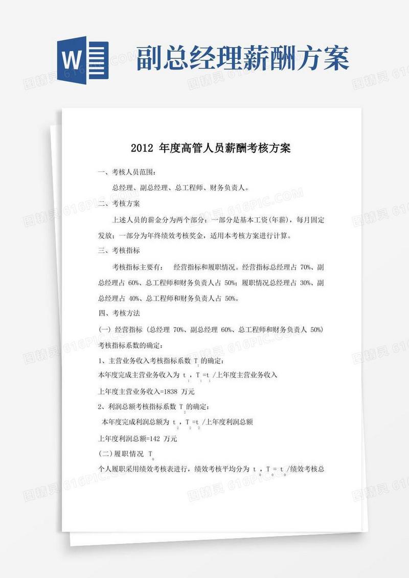 22年度高管人员薪酬考核方案