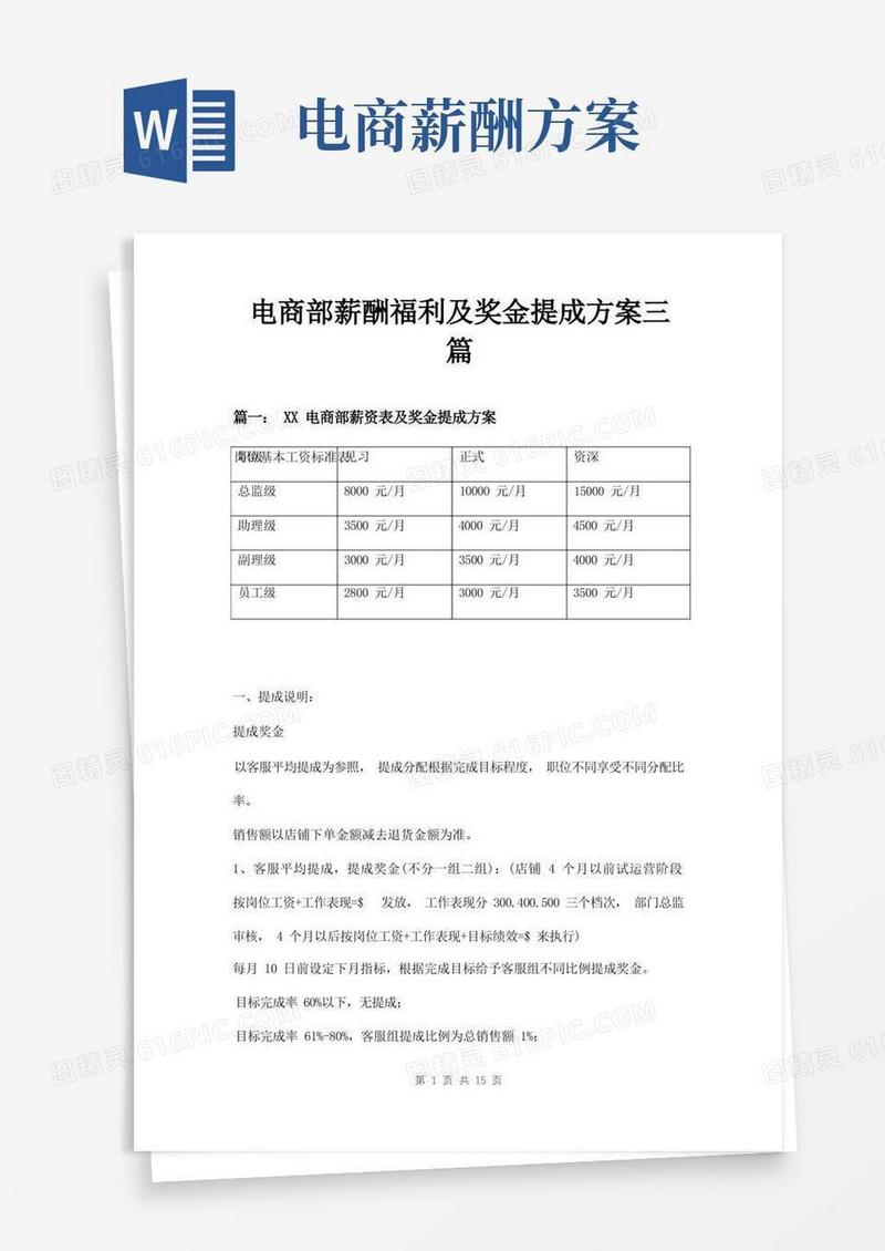 电商部薪酬福利及奖金提成方案三篇