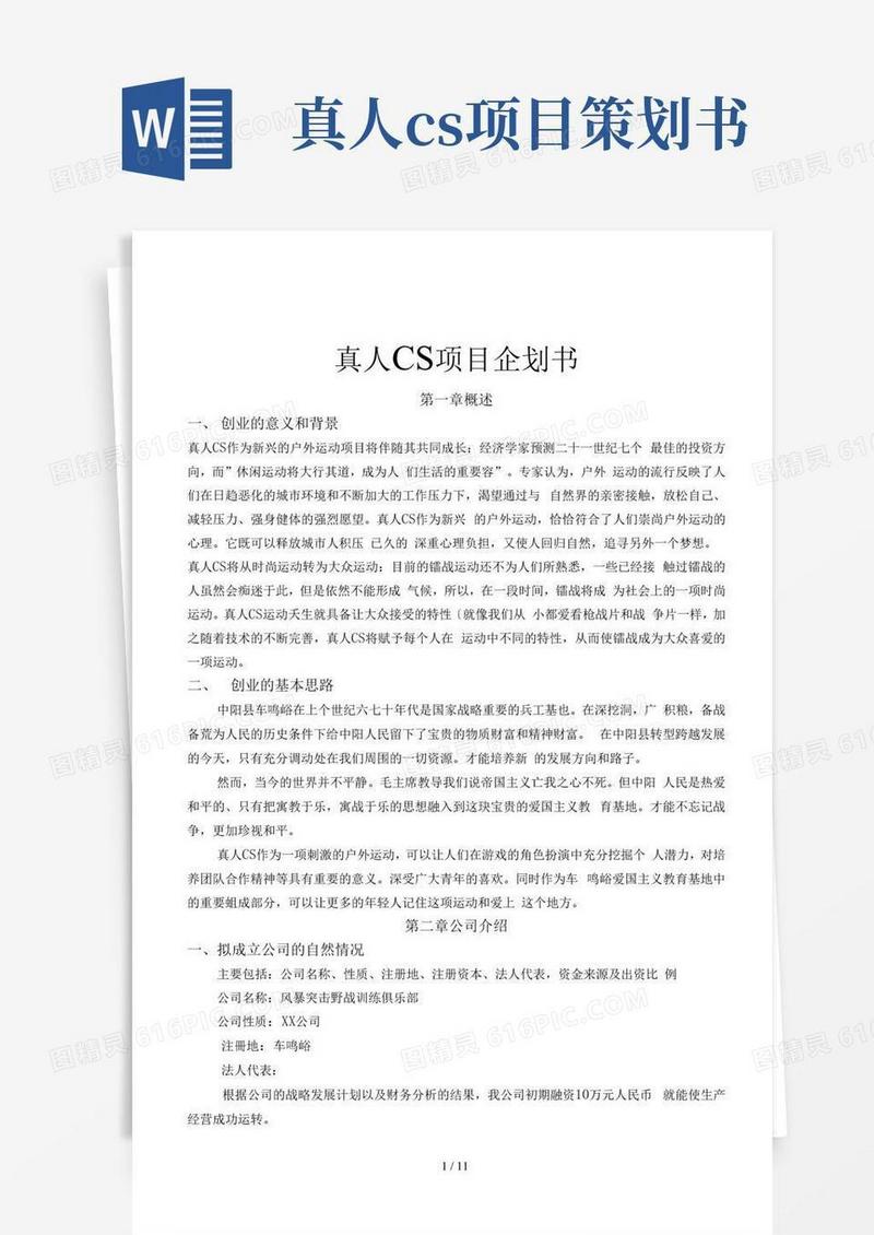 真人CS项目企划书