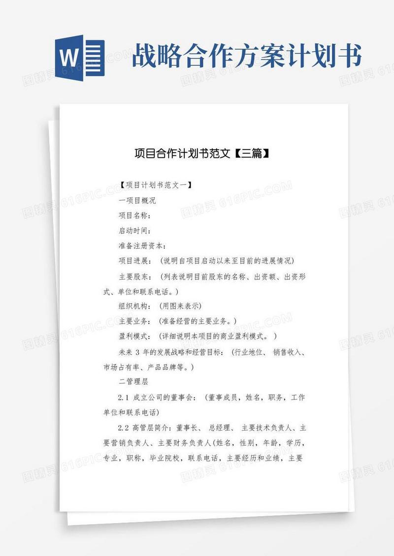 项目合作计划书范文【三篇】