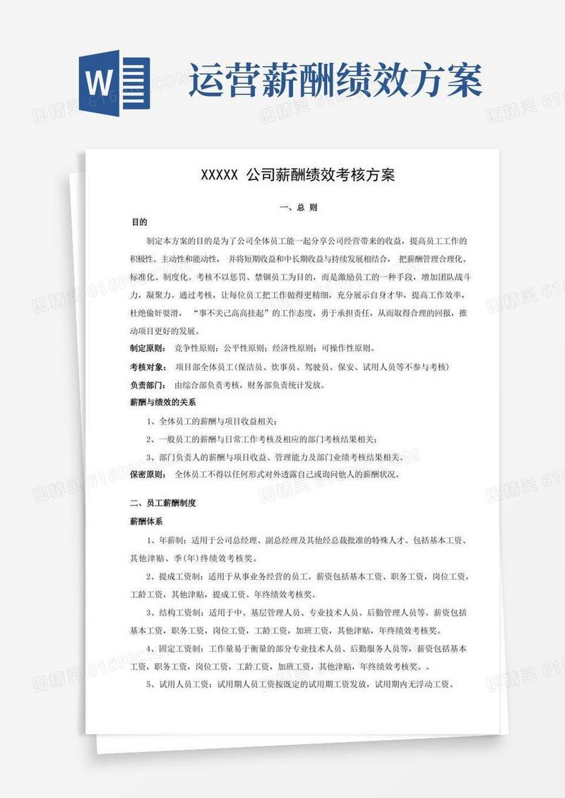 某公司薪酬绩效考核方案