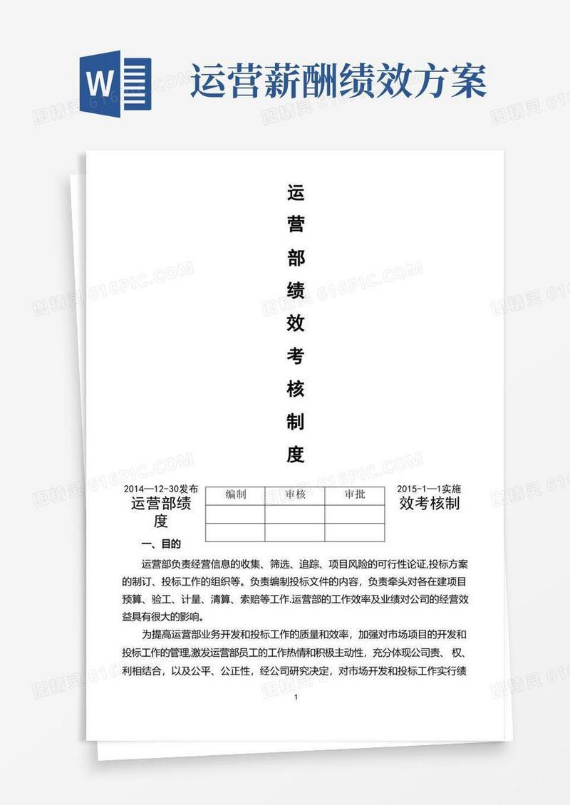 运营部绩效考核制度